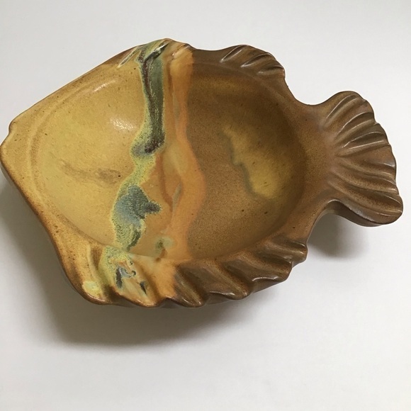 Studio Pottery SIGNED Fish Dish Plate Large Earth Tones Stoneware Florida Beach - Picture 11 of 14